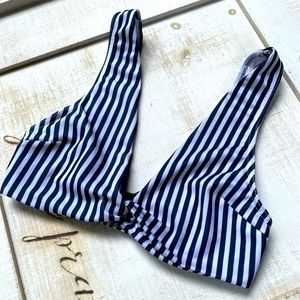 Navy Striped Twist Bikini Top